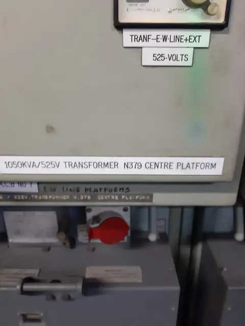 Industrial transformer panel, 525 V, from plant maintenance days
